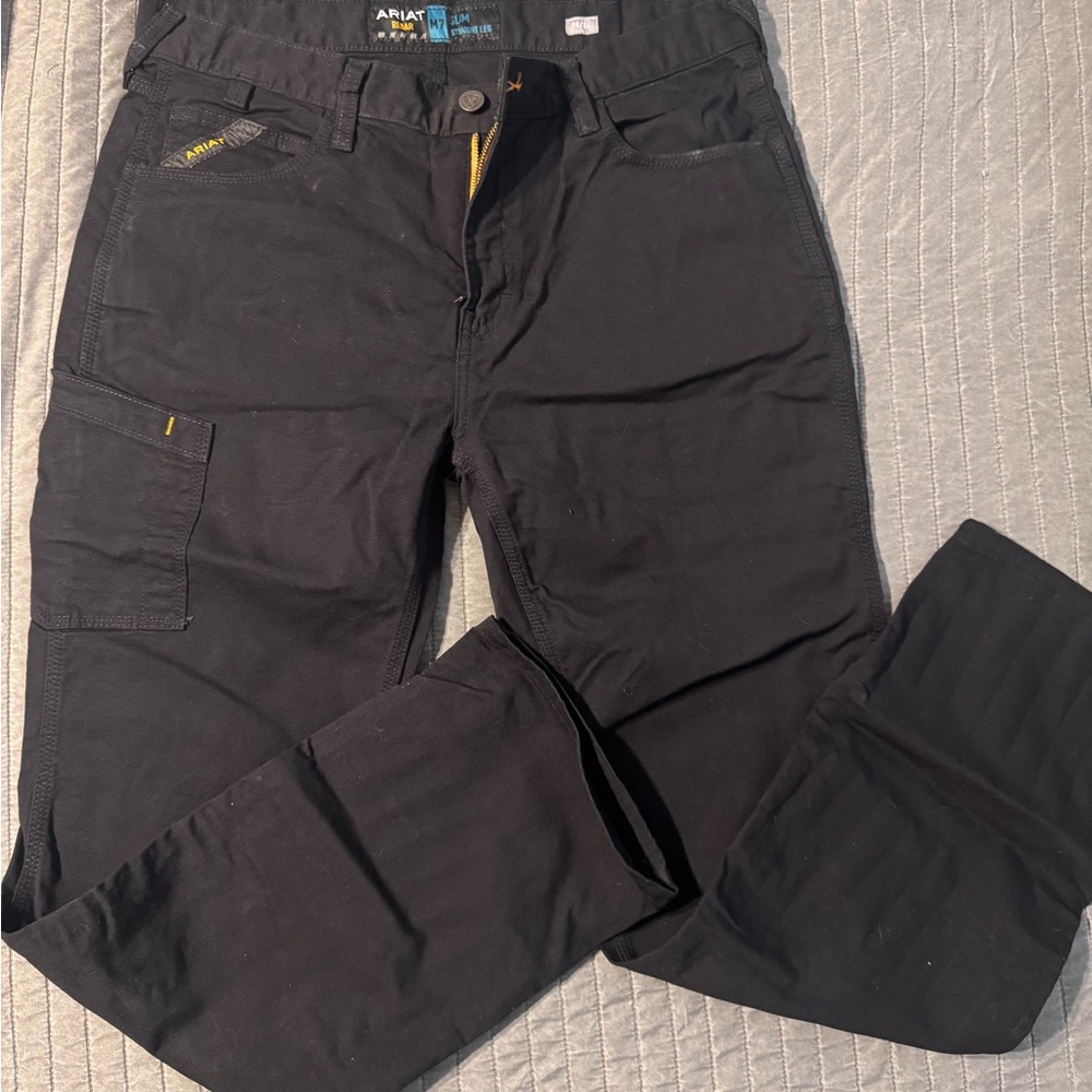 Ariat Black Rebar Work Slim Fit Straight Leg Dura Stretch